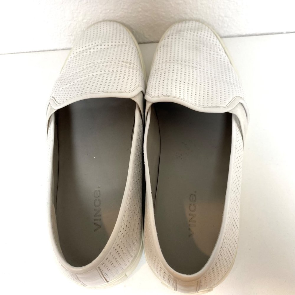 Vince Perforated Blair 5 Slip-On Sneakers Leather Shoes White 8 - Picture 4 of 8